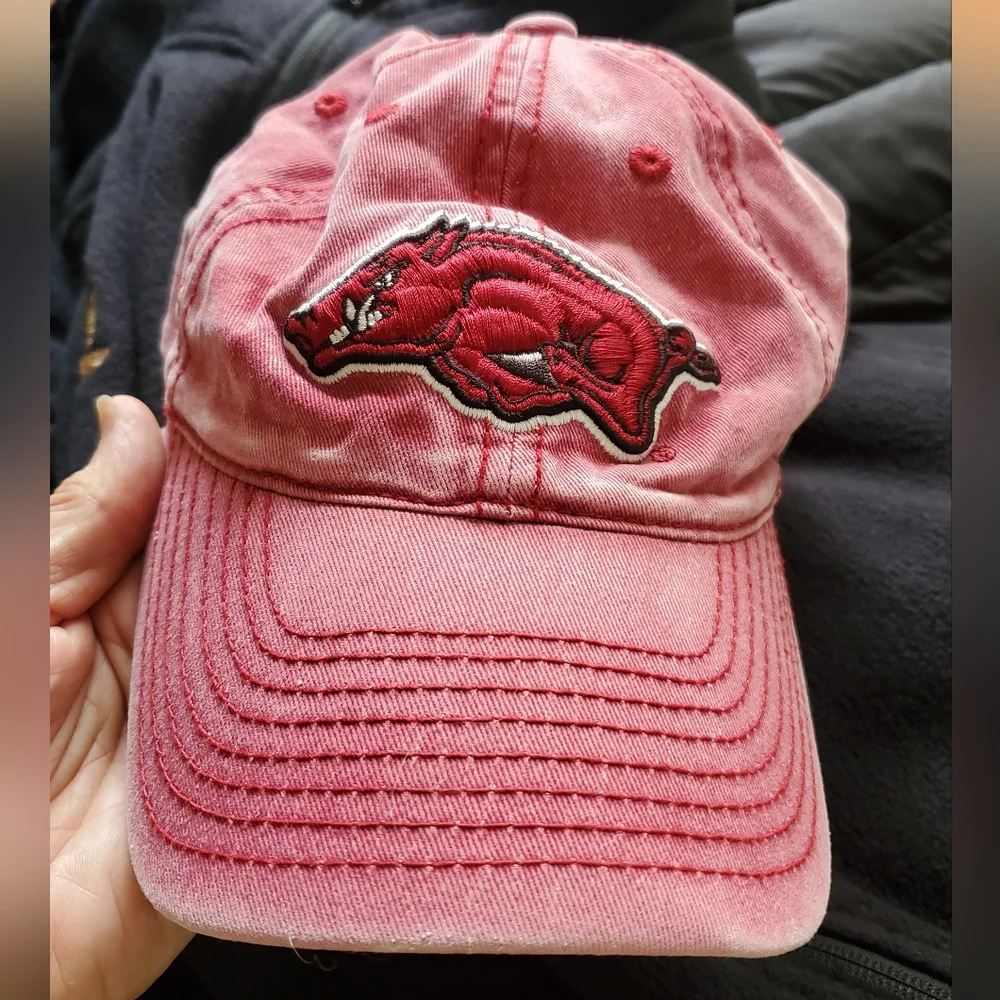 Tail Gate'n Gear Lloyd Sales Distressed Red Cap Arkansas Razorback Patch OS